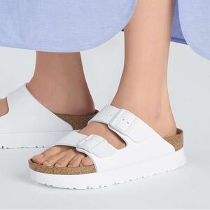 Birkenstock Papillio Arizona Flex Platform Sandal Vegan Leather White Women’s 39